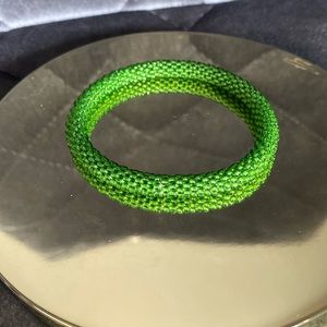 Hand crafted emerald  green flexible bracelet
